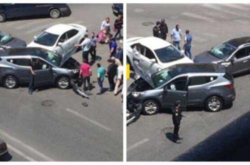 Bakıda üç avtomobil toqquşdu