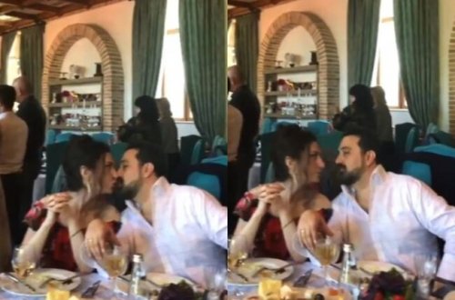 Elçinlə xanımı hamının içində öpüşdü - VİDEO