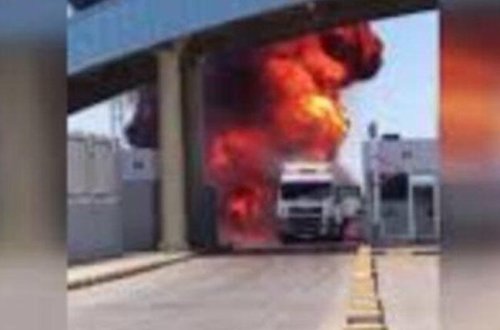 Azərbaycan-Türkiyə sərhədində partlayış: Yanacaq tankeri alışdı - VİDEO