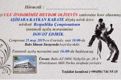 Mayın 25-də Heydər Əliyevin xatirəsinə həsr olunmuş Karate üzrə Respublika Çempionatı keçiriləcək
