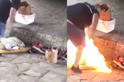 Miqrantlara qarşı insanlığa sığmayan hərəkət: Üzərinə benzin töküb...- VİDEO