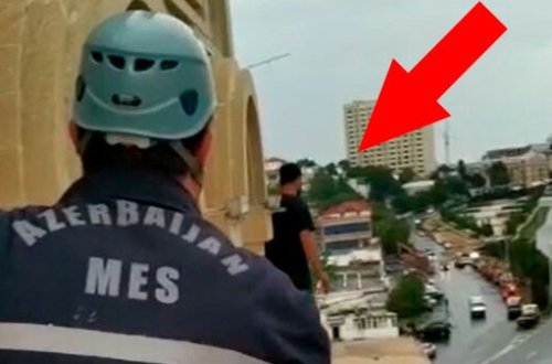 Bakıda intihar etmək istəyən gənc belə xilas edildi - VİDEO