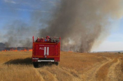 Kürdəmirdə kombayn od püskürərək taxıl zəmisini yandırdı - FOTO