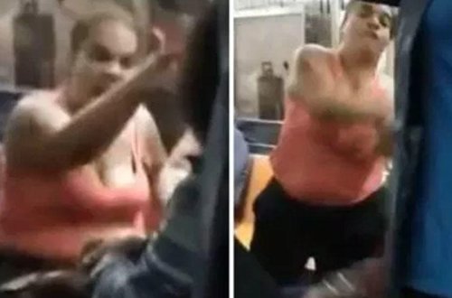 Metroda qadın uşağının yerində oturan yaşlı arvadı döydü - VİDEO