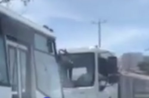 “Protiv” girən avtobusu “Shagman” belə geri qaytardı - VİDEO