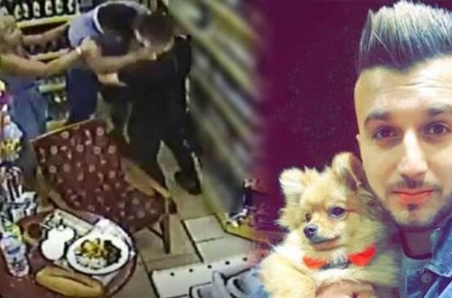 Mağazada dəhşətli anlar: Əvvəlcə iti təpiklədi, sonra isə sahibinin burnunu sındırdı - FOTOLAR