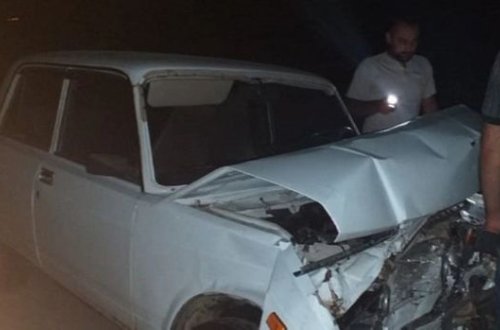 Sabirabadda iki maşın toqquşdu, dörd nəfər xəsarət aldı - FOTO