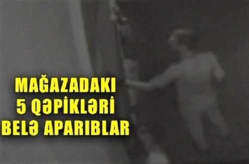 Bakıda ərzaq mağazasını yarıb hər şeyi apardılar - VİDEO