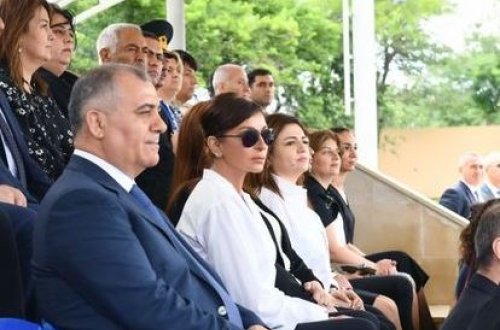 Mehriban Əliyeva hərbi qulluqçuların ehtiyata buraxılması mərasimində - FOTO