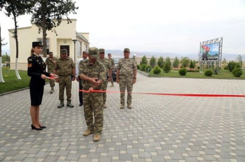 Müdafiə naziri cəbhəboyu zonada açılışda - FOTO