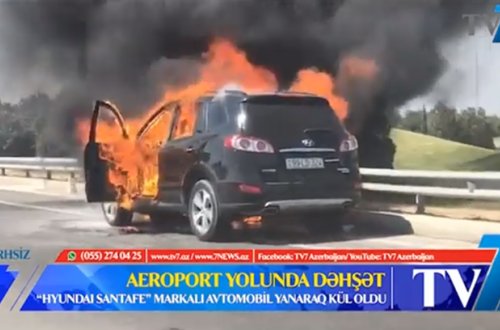 Bakıda dəhşətli hadisə: AVTOMOBİL BELƏ YANDI - VİDEO