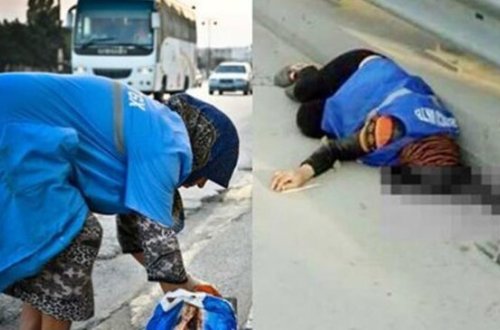 Bakıda yüksək sürətlə hərəkət edən avtomobil süpürgəçini vurub yolun ortasına atdı - REAL VİDEO