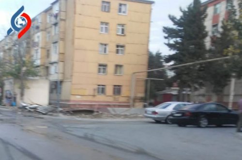 Xırdalanda qalmaqallı dayanacağın hasarı söküldü – Video