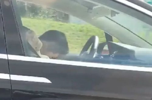 Sürücü 100 km/s sürətində sükan arxasında yatdı – VİDEO