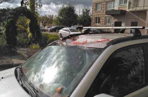 “Qonşu” qonşunun avtomobilini qarpızla əzdi - Düzgün park etmədiyinə görə - FOTO