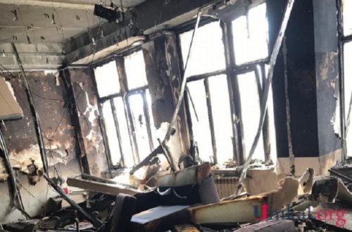 İTV-nin yanan mərtəbəsinin görüntüsü - VİDEO