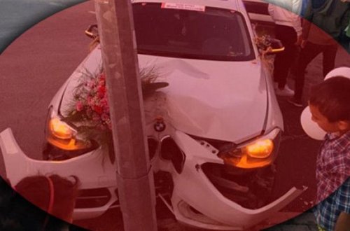 Üzərinə “Üzr istəyirəm mən öküzəm” yazdığı “BMW” ilə qəza törətdi - VİDEO