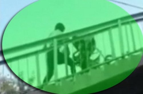 Qadının uşaq arabası ilə qarşıya keçmə mübarizəsi - VİDEO