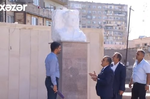 Mikayıl Müşfiqin büstü yeni formada - VİDEO