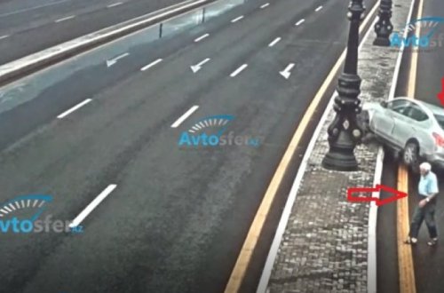 В Баку водитель, пытавшийся избежать столкновения с пешеходом, устроил ДТП - ВИДЕО