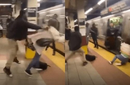 Kişi metroda qadını itələyib, başını qatara çırpdı - VİDEO