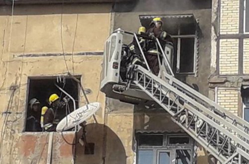 Gəncədə yaşayış binasında yanğın olub - FOTO