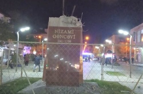 Sumqayıtda Nizami Gəncəvinin heykəli yoxa çıxdı - AÇIQLAMA