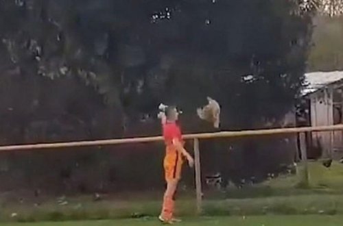 Futbol meydanında insanlığa yaraşmayan hərəkət - VİDEO