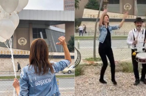 Ərindən boşanmasını oynayaraq qeyd etdi, havaya şar uçurdu - VİDEO