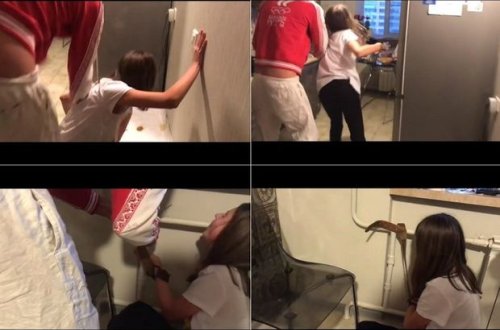 Məşhur aktyorun qızını cəzalandırmasının görüntüləri yayıldı - VİDEO