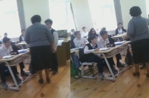 В Баку учительница ударила школьника по лицу - ВИДЕО