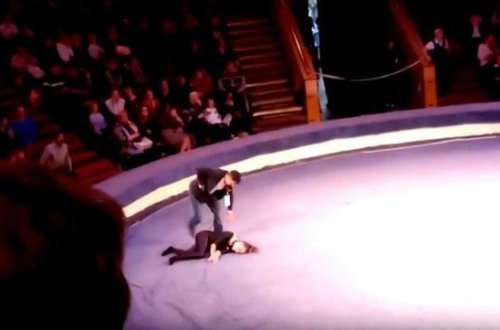 İp qırıldı, sirk ustası hündürlükdən yerə düşdü - VİDEO