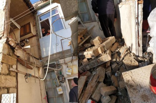 Bakıda daha bir evin ikinci mərtəbəsi çökdü - FOTO