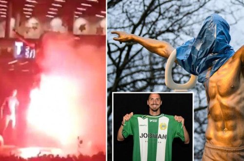 İbrahimoviçin heykəlinə od vurdular - İsveçdə şok olay - VİDEO