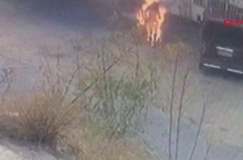 Sobanı yandırmaq istəyəndə alov aldı - VİDEO