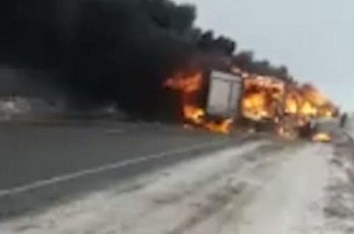 Dəhşətli qəza: Qırğızıstan vətəndaşları diri-diri yandı - VİDEO