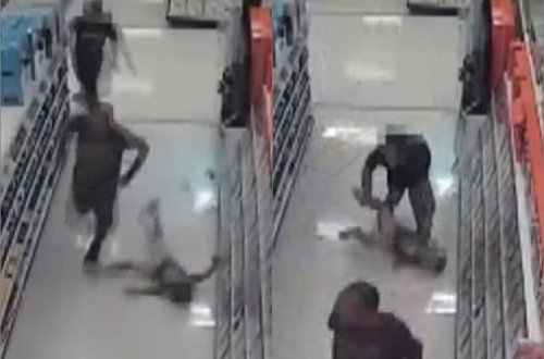 Mağazada oynayan uşaqlara yaxınlaşaraq yumruq atdı - VİDEO