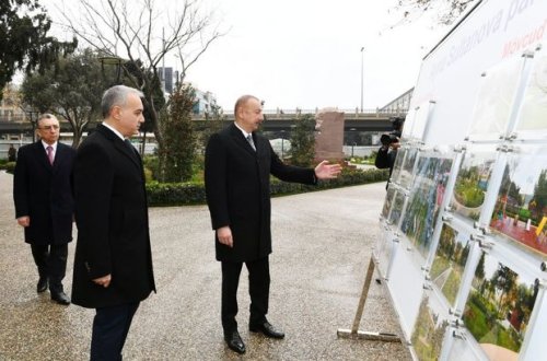 İlham Əliyev Bakının daha bir parkında aparılan yenidənqurma işləri ilə tanış oldu - FOTO