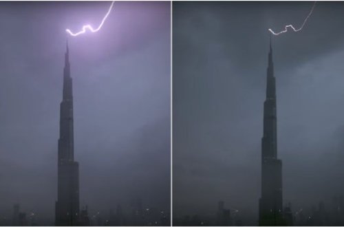 Молния ударила в самое высокое здание в мире - ФОТО