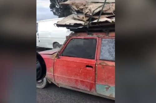 Azərbaycanda yararsız halda olan avtomobil magistral yolda necə hərəkət edib? - VİDEO