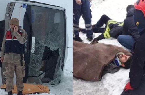 Türkiyədə avtobus qəzaya uğrayıb: Ölən və yaralananlar var - VİDEO