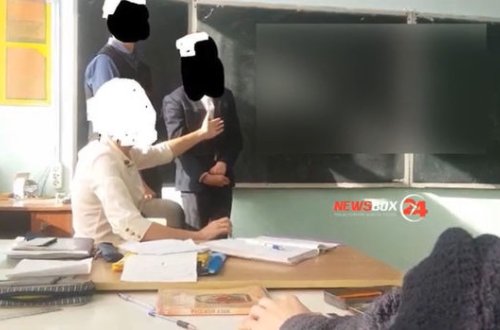 Müəllim dərsdə söyüşün yazılma qaydasını öyrətdi - VİDEO