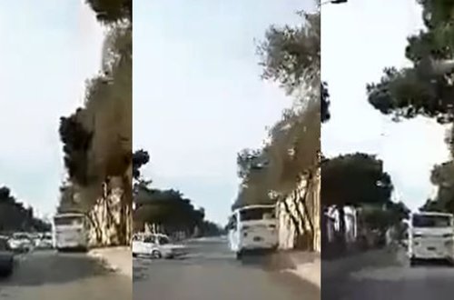 Bakıda sərnişin avtobusu qəza törətdi - ANBAAN VİDEO