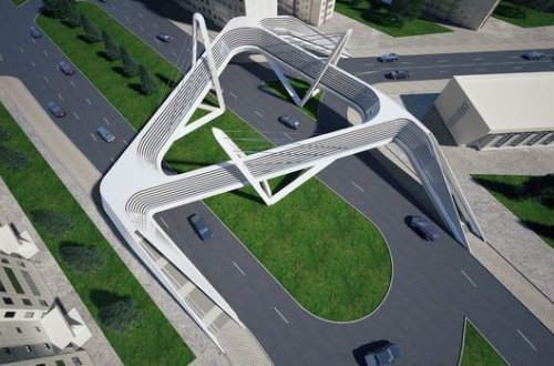 В Баку строится надземный пешеходный переход - ФОТО