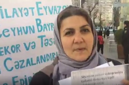 Siyəzən şəhərindən olan müəllim TƏHSİL NAZİRLİYİNİN qarşısında aksiya edir - ÖZƏL VİDEO