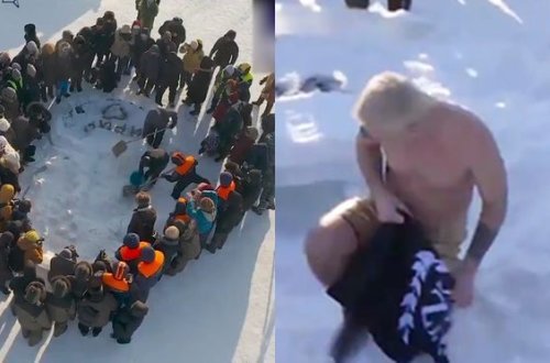 Xanımına Sevgililər günü hədiyyəsi olaraq özünü dondurdu - VİDEO