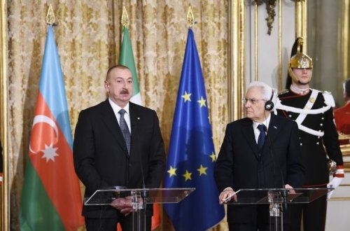 Azərbaycan və İtaliya prezidentləri mətbuata bəyanatlarla çıxış ediblər - FOTO