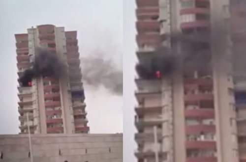 Bakıda yaşayış binası yanır - VİDEO