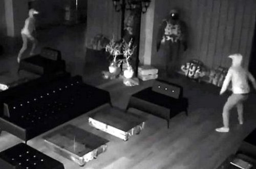 Güzgüdə özünü görən oğrunun gülməli qaçış anı - VİDEO