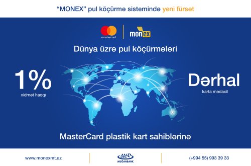 “Muğanbank” ASC-nin yaratdığı “MONEX” beynəlxalq pul köçürmələri sistemi Azərbaycanda bir ilkə imza atdı!